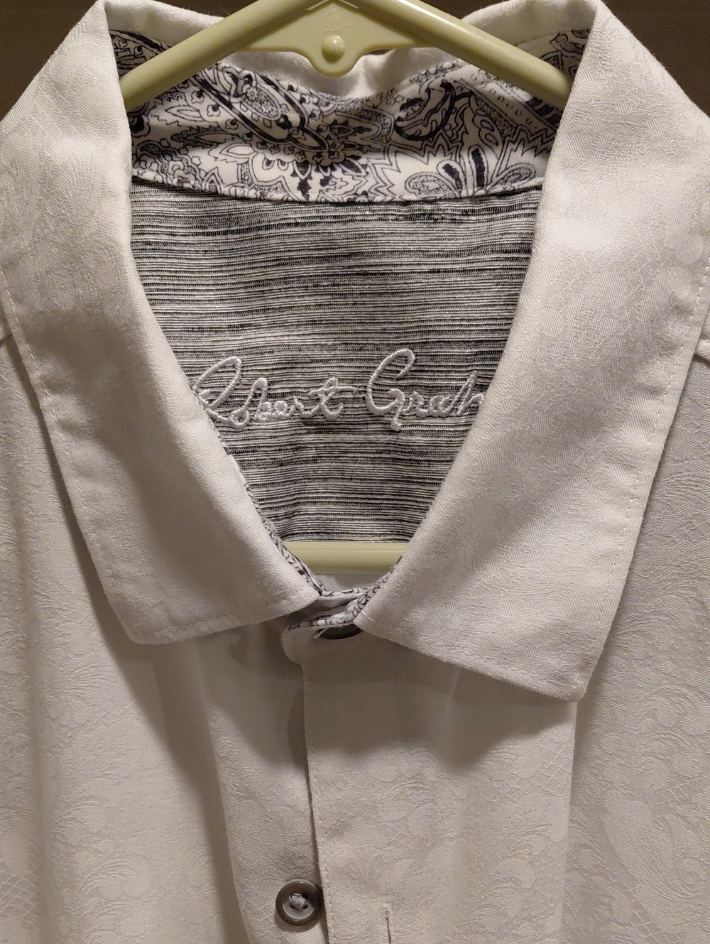 Robert Graham White Button-Down with Paisley Collar Lining